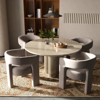 Ensemble de 4 chaises de salle à manger modernes et élégantes en velours, chaises d'appoint à dossier ouvert avec pieds en bois pour salle à manger, restaurant, hôtel