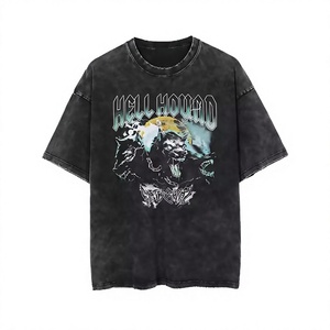 Acid Wash Drop Shoulder T Shirt <b>Vintage</b> Streetwear <b>Graphic</b> Men Cotton Oversized <b>Tee</b> - Product Image 3