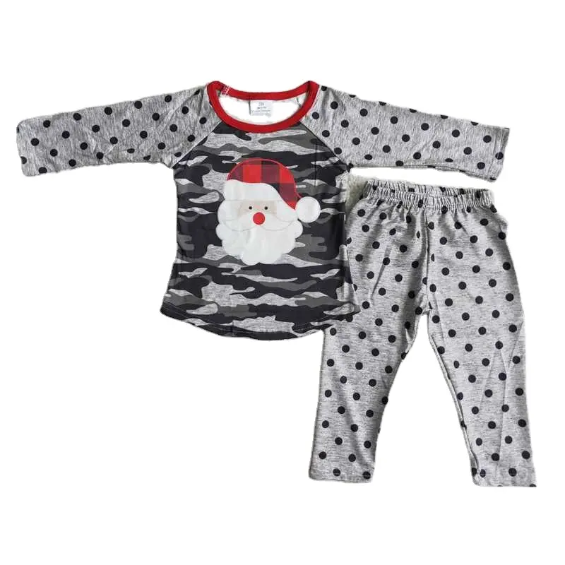 2021 autumn sets Christmas Round neck dot custom mixed color long sleeve kids toddler clothes BOY outfits pajamas