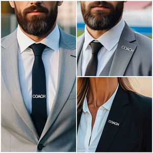 中国工場卸売価格 ステンレススチール製 COACHレターブローチ シンプル ファッションピンアクセサリー スーツ用ブローチ - Product Image 3