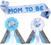 Décorations de fête prénatale sur le thème des pingouins, animaux polaires arctiques, écharpe « Future maman », badges « Future papa », corsages pour fête de révélation du sexe
