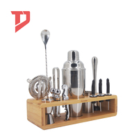 Kit de barman en acier inoxydable 16 pièces, ensemble de shaker à cocktails et à café avec support pour bar à domicile
