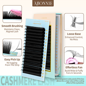 Abonnie - Bandejas de Pestañas de Fibra PBT Coreana en Negro Mate Intenso, Extensiones de Pestañas de Cachemira en Negro Mate, Marca Privada - Product Image 5