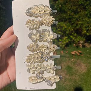 Superbes épingles à cheveux en forme de papillon, de <span class=keywords><strong>bec</strong></span> d'oiseau et de feuille, ornées de pierres œil de chat et de strass exquis, accessoires capillaires en métal - Product Image 5