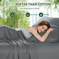Draps de lit 100% fibre de bambou, 4 pièces, poches extra profondes, ultra doux, effet soyeux, confortables, respirants, luxe hôtelier