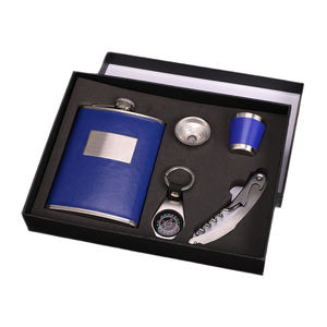 ชุดขวดเหล้าสแตนเลส 9 ออนซ์ พร้อมกล่องของขวัญ 1 ชุด ประกอบด้วยกรวย 1 อัน แก้วช็อต 4 ใบ ขวดวิสกี้  วัสดุไม้  หนัง PU  สำหรับใส่เหล้า - Product Image 5