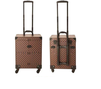 Valise à roulettes personnalisée en aluminium pour maquilleur, avec tiroir, grande capacité, résistante à l'eau, pour cosmétiques