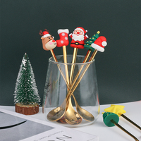 Ensemble de cuillères dorées pour Noël, cuillères à café en acier inoxydable doré, ensemble de cuillères cadeau de Noël
