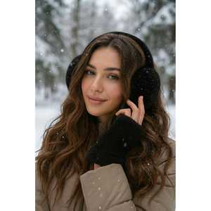 ชุดถุงมือและที่ครอบหูขนกระต่ายนำเข้า สีขาว ขนนุ่ม พร้อมพิมพ์โลโก้ตามสั่ง ลายเรียบง่าย สำหรับเครื่องประดับสวมใส่ - Product Image 3