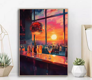 Kit de Pintura por Números de Paisaje de Atardecer en <span class=keywords><strong>Bar</strong></span>, Pintura al Óleo Digital DIY para Adultos, Decoración Moderna para el Hogar, Ecológica - Product Image 2