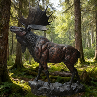 Sculpture animalière de jardin moderne en métal d'extérieur Statue d'orignal en bronze modèle artisanal personnalisé en fer plaqué décoration de la maison soudage