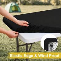 Nappe de pique-nique élégante et extensible en polyester TY, lavable, blanche et noire, pour terrasse, usage extérieur
