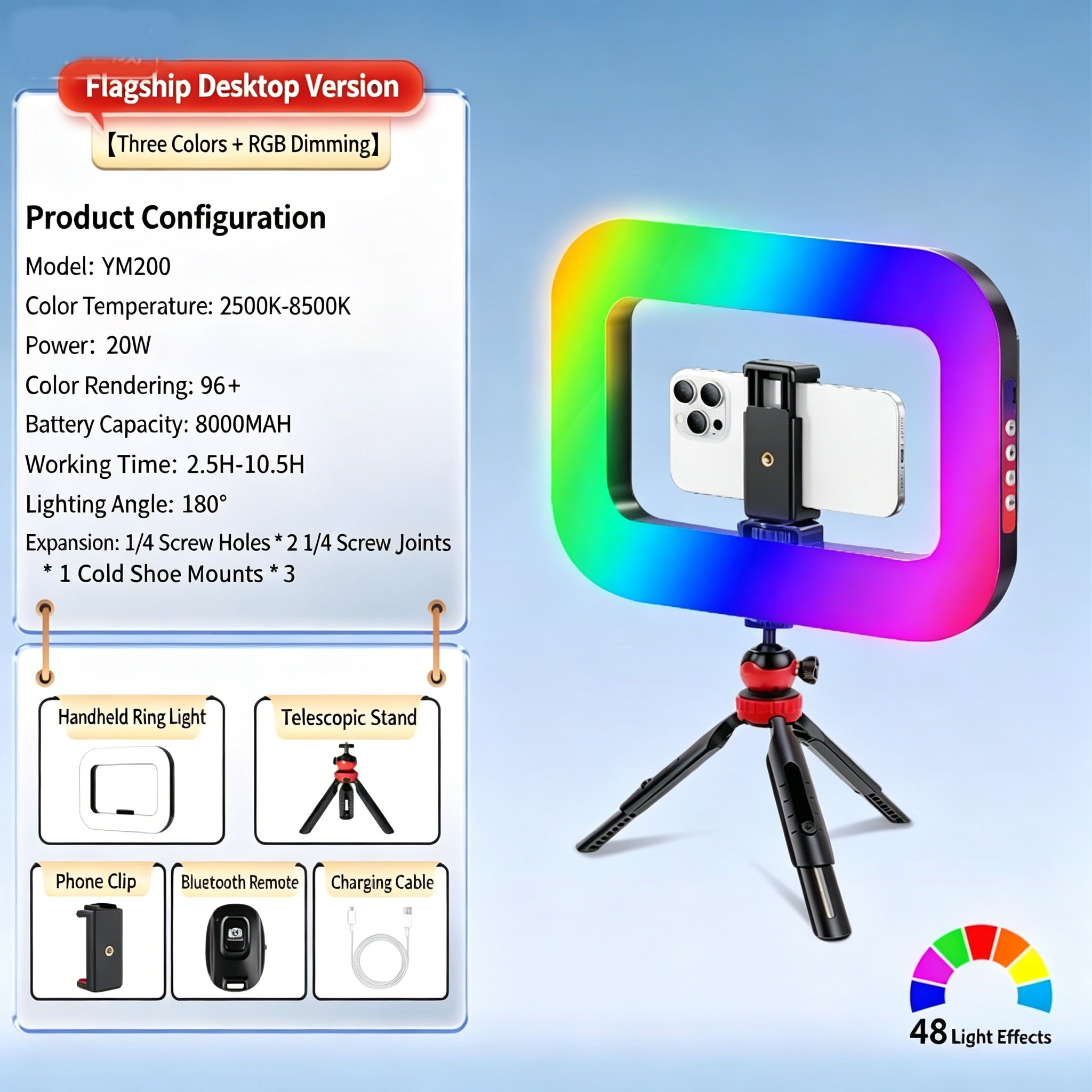 Lumière noire RGB + trépied de bureau + Bluetooth