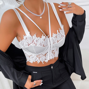 Glory Beauty of the West : Camisole sexy et tendance pour <span class=keywords><strong>femme</strong></span>, en dentelle et résille transparente, à double bretelles, style débardeur - Product Image 1