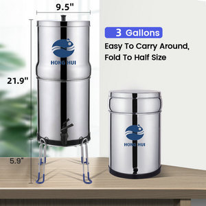 NSF/ANSI 42 & 372 Hong HUI LT-3A <span class=keywords><strong>3</strong></span> gallon Countertop Máy lọc nước thép không gỉ trọng lực Fed Hệ thống lọc - Product Image 3