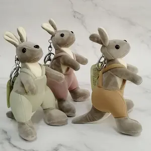 Llavero de peluche de canguro australiano de 15cm, muñecos, bolsos para niñas, llavero colgante, llavero de animales de peluche de canguro para regalos de promoción