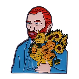 Logo de mode personnalisé Badges en métal Broche Épingles en émail pour la peinture <span class=keywords><strong>Van</strong></span> <span class=keywords><strong>Gogh</strong></span> Art Épingles en émail souple/dur personnalisées - Product Image 1