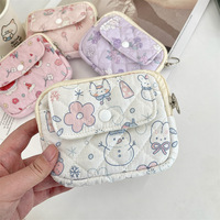 Tas rias Logo kustom buatan tangan tas kosmetik katun berlapis kantung datar dompet koin berlapis bunga