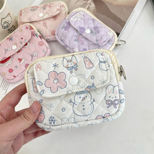 Borsa per il trucco con Logo personalizzata borsa cosmetica in cotone fatta a mano trapuntata borsa piatta trapuntata floreale - Product Image 1