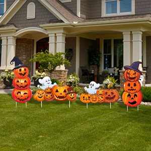 Panneau de jardin d'Halloween le plus vendu, impression UV durable, en Coroplast, imperméable, décoration extérieure de jardin pour les fêtes d'Halloween avec piquet en métal en forme de H - Product Image 4