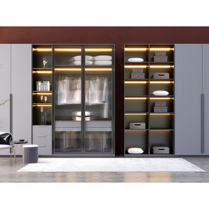 Contemporary Glass Door Walking Luxury Optional Colors Wardrobe High End Glass Cabinets Bedroom Modern Walk in <strong>Closet</strong> Wardrobe - Product Image 2