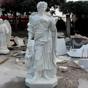 Dekorasi taman rumah luar ruangan patung tokoh batu marmer putih Yunani kuno patung ukuran hidup patung tokoh marmer