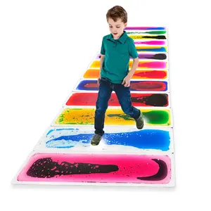 Montessori Educational Toys Custom Staircase Decoration Lava Liquid Floor Tile Non Skid Autism Dynamic Sensory Liquid Floor Mat