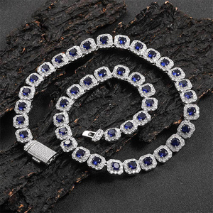 Collier chaîne tennis multicolore en strass pour hommes et femmes, bijoux de déclaration hip-hop style Iced Out - Product Image 4