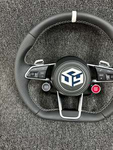 Volant sport en cuir <span class=keywords><strong>rouge</strong></span> sur mesure avec surpiqûres personnalisées pour <span class=keywords><strong>Audi</strong></span> B8 B9 <span class=keywords><strong>R8</strong></span> Q5 Q3 MK3 TTRS TTS MK2 S3 Accessoires de voiture - Product Image 3