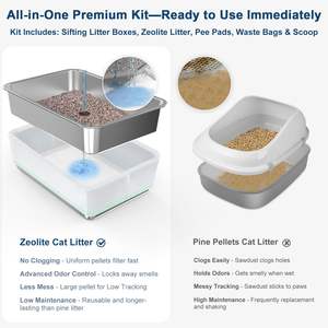 <span class=keywords><strong>Bac</strong></span> à litière extra large en acier inoxydable avec fonction de tamisage pour le nettoyage des animaux de compagnie, idéal pour le commerce international transfrontalier - Product Image 4