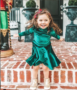 Oro caldo Mamma e Figlia del <span class=keywords><strong>Vestito</strong></span> A Maniche Lunghe Svolazzano Donna <span class=keywords><strong>Velluto</strong></span> <span class=keywords><strong>Midi</strong></span> Dress - Product Image 5