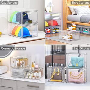OEM High Quality Eco-Friendly PET Shoe Storage Box Stackable Organizer <b>Clear</b> <b>Containers</b> for Used Shoes Bathroom & Food Storage - Product Image 3