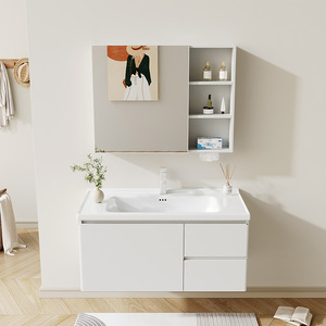 Modern wall mounted bathroom <b>vanity</b> cabinet with <b>LED</b> smart <b>mirror</b> waterproof and moisture-proof washbasin customizable - Product Image 6