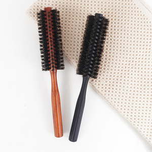 Poils de sanglier <span class=keywords><strong>brosse</strong></span> <span class=keywords><strong>ronde</strong></span> <span class=keywords><strong>cheveux</strong></span> cuir chevelu bambou bois boucles définition coiffure dents fines <span class=keywords><strong>brosse</strong></span> peigne noir aluminium Curl peigne - Product Image 1