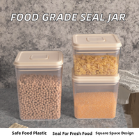 Pot de rangement carré en plastique de qualité alimentaire avec couvercle design pour le stockage de céréales, farine et collations dans la cuisine