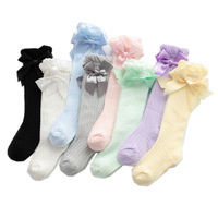 Chaussettes décontractées antidérapantes en maille pour enfants, chaussettes pour bébés respirantes à nœud papillon, tricotées standard pour le printemps
