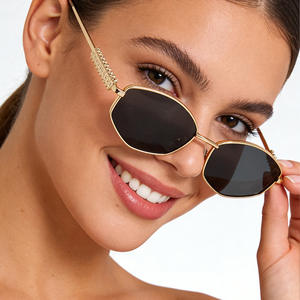 Gafas de Sol <span class=keywords><strong>Hexagonales</strong></span> Exquisitas para <span class=keywords><strong>Mujer</strong></span>, Novedad 2026, Elegantes Gafas de Metal Dorado, Modernas, Retro, para Uso Diario, Fiestas, Diseño de Moda - Product Image 1