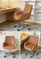 Chaise de bureau pivotante ergonomique moderne avec accoudoirs fixes, dossier solide, design nordique, structure en acier, roulettes et réglage de la hauteur, idéale pour les cadres.