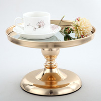 Support à gâteau plaqué or de 8, 10 et 12 pouces, ensemble de supports à gâteau en métal avec miroir, support à cupcakes