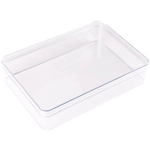Boîte de rangement rectangulaire en plastique transparent réutilisable avec couvercle, conteneur empilable pour biscuits, bonbons, petits articles de bureau - Product Image 6