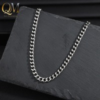 Cadena Cubana de Doble Cara Pulida de Acero Inoxidable, Joyería de Cuello Unisex de Estilo Casual Urbano