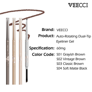 El lápiz delineador de ojos en gel de doble cabezal giratorio automático VEECCI es resistente al agua, al sudor y duradero. - Product Image 6