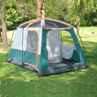 Tente de camping familiale quatre saisons imperméable à double couche pour 8 à 10 personnes avec 2 chambres, tissu Oxford renforcé en fibre de verre