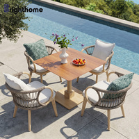 Nouvelle conception de table et chaises d'extérieur en aluminium pour hôtel, mobilier de terrasse, ensemble de sièges de jardin en corde pour projets