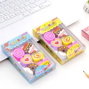 6 Buah/Lot Penghapus Pensil Kue Donat Cantik Hewan Mini Kawaii untuk Hadiah Mainan Anak Alat Tulis Siswa Sekolah