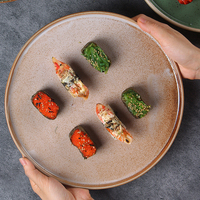 Custom Logo Matte Glaze Round Flat Serving Dish Ceramic Dinner Restaurant Plates Upscale Restaurant Steak Porcelain Dinnerware