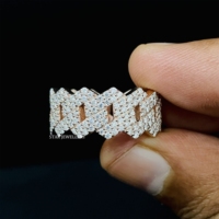 Bague VVS Moissanite Cuben Link en argent sterling 925, forme numérique, style hip-hop, unisexe, pour soirée