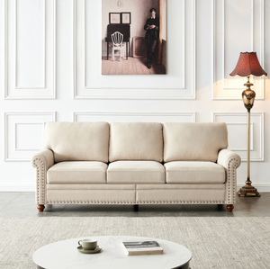 Modern Chesterfield 3-Seater Tufted Fabric <b>Sofa</b> High Back Upholstered Set <b>for</b> Living Room Convertible <b>Sponge</b> <b>for</b> Apartments - Product Image 1