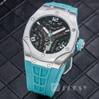 Montre personnalisée avec logo, bracelet en silicone décontracté, montre sport, montre squelette, montre automatique mécanique pour homme, lumineuse