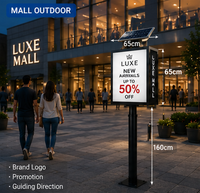 Enseigne lumineuse solaire LED commerciale pour magasin indépendant, signalisation extérieure avec cadre en aluminium étanche et éclairage LED
